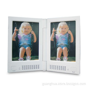 Novelty folio type photo picture frame with a 9s voice message, can hold 6*4-inch photo